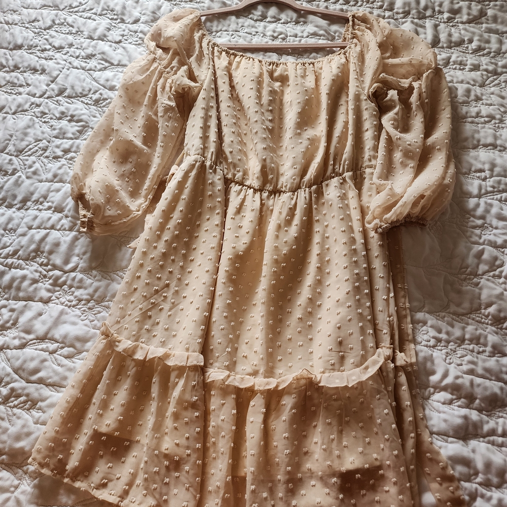 Cream Puff Sleeve Dress